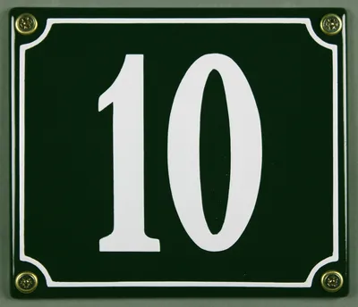 Produktbild von Hausnummernschild 10 grün 12x14 cm  Schild Emaille Hausnummer Haus Nummer Zahl Ziffe