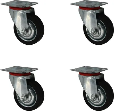 Produktbild von 4 Stück 75 mm Vollgummirollen als Lenkrollen