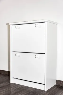 Produktbild von Schuhschrank Kiefer Vollholz massiv weiß Junco 215 - Abmessungen: 80 x 58 x 30 cm (H x B x T)