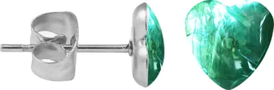 Produktbild von Chirurgenstahl Ohrstecker Perlmutt Herz Farbe - Grün