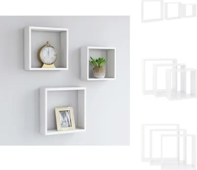 Image de vidaXL Étagères cubes 3 pcs. Blanc MDF - Étagères murales