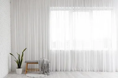 Productafbeelding van Semi-transparant Wit Voile Gordijn met Plooiband en Loodband voor Woonkamer en Slaapkamer