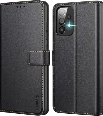 Produktbild von Samsung Galaxy A33 5G Handyhülle Schwarz Leder Flipcase mit Kartenfächern & Standfunktion