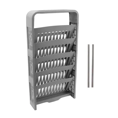 Image de Étagère à 5 étages – grande étagère sur pied robuste avec bac de rangement pour livres et fournitures scolaires, peu encombrante pour la maison et la salle de classe, gris