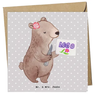 Produktbild von Mr. & Mrs. Panda Klappkarte Werbetechnikerin Herz - Grau Pastell - Geschenk, doppelkarte, Grußkarte, Glückwunschkarte, faltkarte, anlasskarte