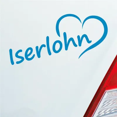Produktbild von Auto Aufkleber Iserlohn Herz Stadt City Liebe Love Heimat 18x8 cm Hellblau Sticker Heckscheibenaufkleber