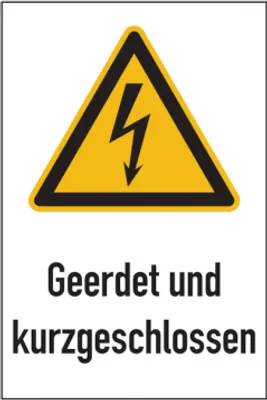 Produktbild von Dreifke® Aufkleber Warnschild, Kombischild, Geerdet und kurzgeschlossen | 100...