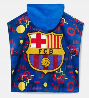 Imagen del producto de Toalla del FC Barcelona, tipo poncho, 60 x 120 cm, de algodón. Diseño con motivos de Lewandowski y Szczęsny