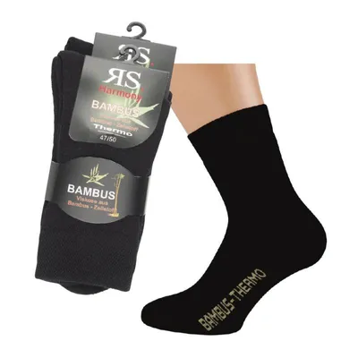 Produktbild von 2 Paar warme Winter THERMO Bambus Viskose Socken Uni schwarz 47/50