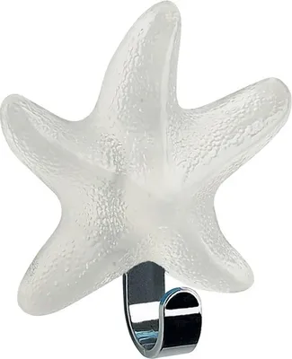 Obrázek produktu pro Spirella Starfish, Vnitřní, Háček na ručník, Bílá, ABS (akrylonitril-butadien-styren), Chrom, Poly pryskyřice, Lepicí páska, 75 mm