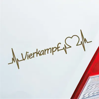 Produktbild von Auto Aufkleber Vierkampf Herzschlag Mehrkampfsportart Sport Liebe 19x5 cm Gold Sticker Heckscheibenaufkleber