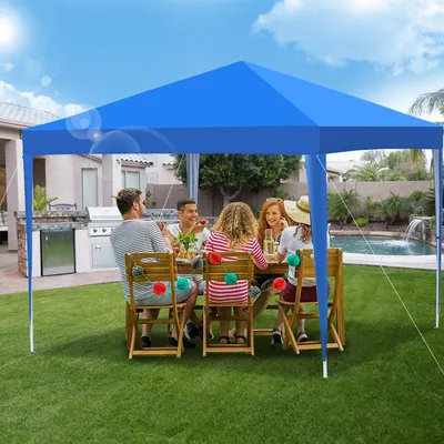 Produktbild von Jayseuw Pavillon Faltpavillon 3x3m Blau Partyzelt UV-Schutz höhenverstellbarer mit Tragetasche, für Outdoor Garten Camping Ohne Seitenwänden