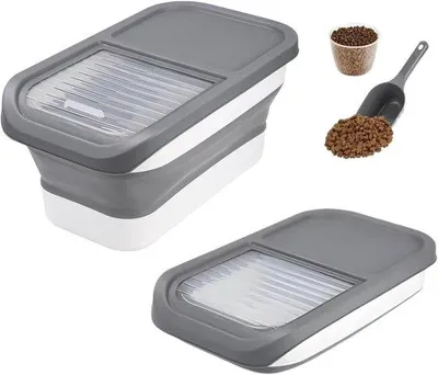 Obrázek produktu pro Skládací miska na suché krmivo 10 kg, šedá, pro psy a kočky
