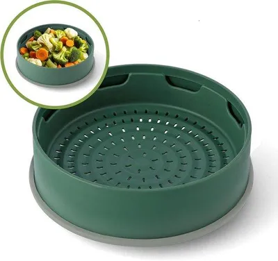Obrázok produktu pre Zdravé varenie s týmto silikónovým parným košíkom 2 v 1 – ideálny na zeleninu a ryžu – priemer 24 cm