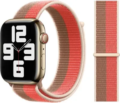 Produktbild von Original Apple Sport Loop Armband 42/44/45mm ML303ZM/A Pink Pomelo/Tan