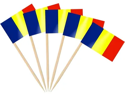 Productafbeelding van Tandenstokervlaggen, Roemenië, 100 stuks, voor cocktailparty's, decoratie, hout en papier, 6,5 cm