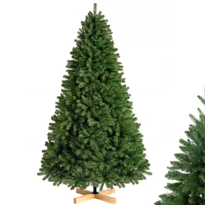 Produktbild von Vankel Künstlicher Weihnachtsbaum mit Beleuchtung 180 cm – PE PVC Tannenbaum – 300Lichter – Realistischer Christbaum mit Holzständer – Grün