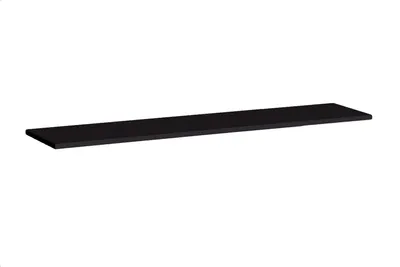 A single black shelf displayed against a white background.