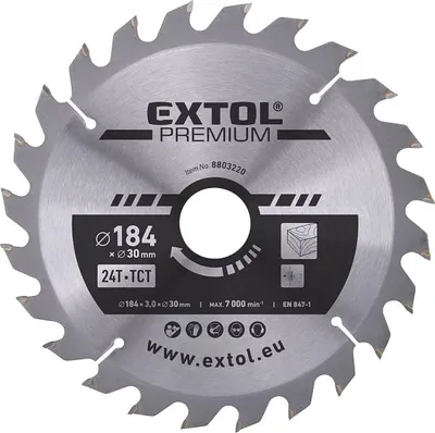 Obrázek produktu pro Pilový kotouč Extol Premium (8803220) Pilový kotouč s SK listy, 184x2,2x30mm, 24T
