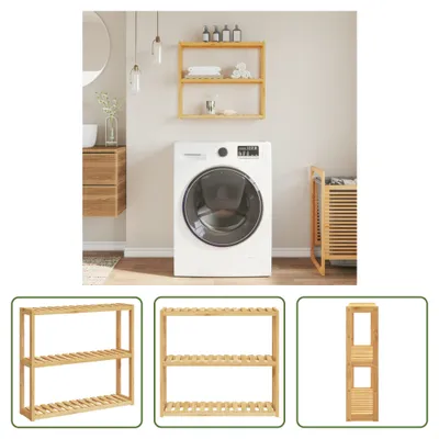 Produktbild von The Living Store Badregal mit 3 Ablagen Wandmontage 60x15x54 cm Bambus