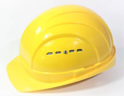 Imagen del producto de Casco SCHUBERTH, colores amarillo, azul y blanco, ideal para carnaval, fiestas, trabajadores de la construcción, arquitectos. Cumple con la norma DIN EN397