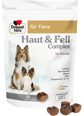Obrázek produktu pro Double Heart for Animals Skin&Fur Complex pro psy, 30 žvýkacích proužků