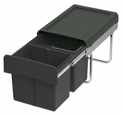 Produktbild von WESCO Abfallsorter CLAP 345 S/450-2 in Anthrazit mit 30 Liter (2x 15) Abfallvolumen - ab 45 cm Schrankbreite