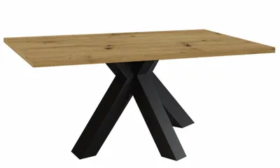 Produktbild von Esstisch ausziehbar Elda 1 140 x 90 x 75 Esszimmertisch Schwarzstahl/Asteiche 13516-140