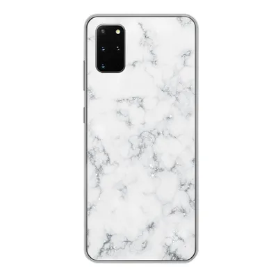 Produktbild von MuchoWow® Handyhülle Schutzhülle Hülle für Samsung Galaxy S20 Plus Marmor - Weiß - Silber - Glitter - Marmoroptik - Chic Silikon Softcase Handy Hülle - Hartschale