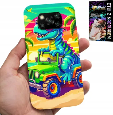 Obrázok produktu pre Puzdro pre Xiaomi Poco X3 – Dinosaurus v nákladnom aute – motívy pre deti