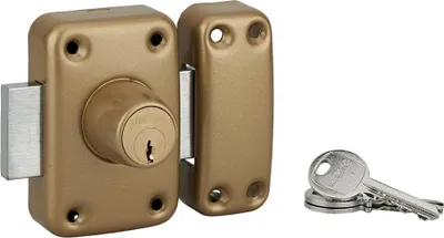 Image de Verrou double entrée Apache pour porte d'entrée, cylindre 50mm, acier, 3 clés, époxy or - THIRARD
