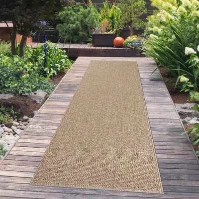 Zdjęcie produktu dla Dywan o wyglądzie juty do użytku wewnątrz i na zewnątrz w kolorze beżowym Rozmiar - 80 x 250 cm