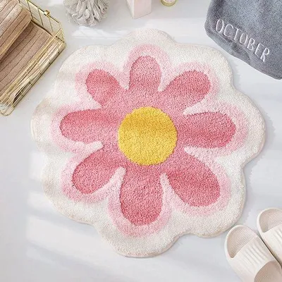 Image de Tapis de bain antidérapant en matière douce, rose, 65 x 65 cm