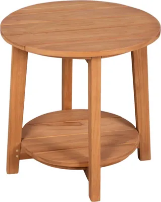 Produktbild von Beistelltisch Milton rund 50 cm Teakholz natur mit Ablage Garten