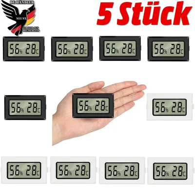 Produktbild von 5x Digitales Thermo-Hygrometer Thermometer Luftfeuchtigkeitsmessgerät digital LCD mit hoher Genauigkeit Temperatur Feuchtigkeit Haus Büro Weiß