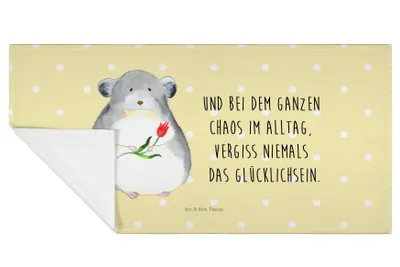 Produktbild von Mr. & Mrs. Panda Handtuch Chinchilla Blume - Gelb Pastell - Geschenk, Chaos, gesichtshandtuch, Lustige Sprüche, Frotteehandtuch, traurig sein, Flauschtuch, Büro, kleines