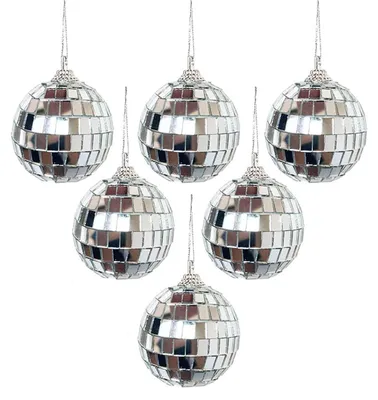 6 Disco-Spiegelkugeln 5 cm, Hängedeko für Party & Weihnachten