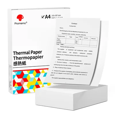 Produktbild von Phomemo A4 Schnell Trocknend Einzelnes Blatt Weißes Thermopapier für M08F/M832/M833 Tragbare A4 Thermodrucker, 8.27" x 11.69", 200 Blatt/Karton