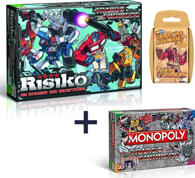 Produktbild von Monopoly, Risiko und Top Trumps Transformers Spiele Superbundle Brettspiel Spiel