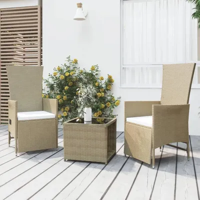 Immagine prodotto di Maison Exclusive - Set da giardino a 3 pezzi in polyrattan beige e acciaio