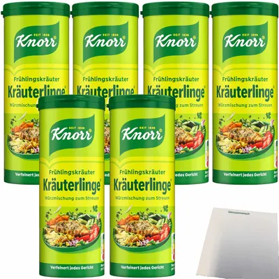 Produktbild von Knorr Kräuterlinge Frühlings Kräuter 6er Pack (6x60g Streuer) + usy Block