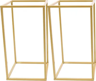 Immagine prodotto di Portafiori per matrimonio - Portafiori rettangolare - Set di 2 - Ferro - 22×22×40 cm - Misura S - Per decorazione tavola/centrotavola - Oro