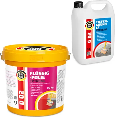 Produktbild von Flüssigfolie 20kg Abdichtung Dichtset Balkon Bad Tiefengrund 5L Außen Innen H204