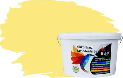 Produktbild von RyFo Colors Silikonharz Fassadenfarbe Lotuseffekt Trend Zitrone 10l - bunte Fassadenfarbe, weitere Gelb Farbtöne und Größen erhältlich, Deckkraft Klasse 1