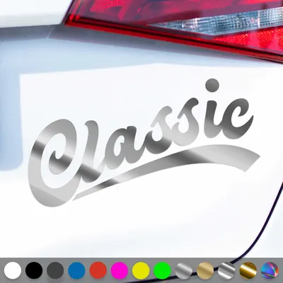 Produktbild von PantherPixel Classic Aufkleber Oldtimer Retro Oldschool Sticker Auto Geschenkidee Farbe Chrom-Silber