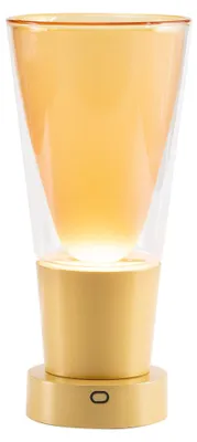 Produktbild von Zafferano Soffio Vase - Wiederaufladbare IP65-LED-Tischleuchte Vasenfunktion, Touch-Dimmer, klarem Glas und goldenem Sockel 10 Stunden Akkulaufzeit