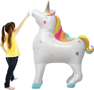 Produktbild von XXL 4D Einhorn Ballon, Helium Folie, 150 x 126 cm, für Kindergeburtstag, Regenbogen Dekoration