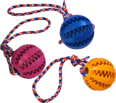 Produktbild von Nobby Hundespielzeug Dental Ball mit Seil Vollgummi, Durchmesser: 7 cm