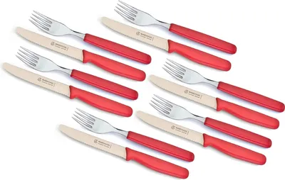 Produktbild von Marsvogel | Tafelbesteck-Set | 12-teilig | Edelstahl rostfrei | rot | ideal für den Frühstückstisch