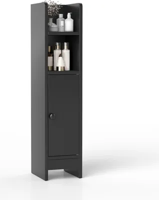 Produktbild von GOPLUS Badezimmerschrank schmal, Badschrank mit 3-stufig verstellbarem Regal, Tür, freistehende Badezimmermöbel für Badezimmer und Küche, 20 x 18 x 80 cm